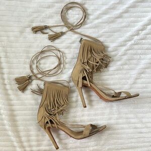 SCHUTZ Tan Fringe Stiletto Heels Size 7.5